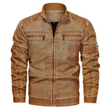 Men Fit Bomber Jacket Windbreaker Moto Street Coat Autumn Winter Retro Leather Coat Loose Large Size Leather Jacket