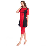 Burkini Swimwear Muslim Fashion Outfits Women Short Sleeve Stitching Conservative Beach Swimsuit