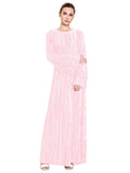 Muslim Women Stylish Kashibo Abaya Muslim Ladies Long Gown Islamic Clothing Jilbab Jalabiya Fashion Pleated Long Sleeve Beaded Dress