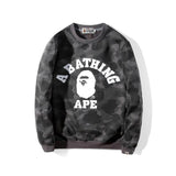 Shark Print Sweatshirt Men's Youth Camouflage Brushed Sweater Autumn and Winter Cotton plus Size Student Pullover Sweater