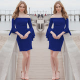 Homecoming Dresses Women's Ruffle Sleeve Dress Sexy Slim Dress Midi Dress