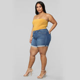 Women Plus Size Denim Shorts Stretch Shorts