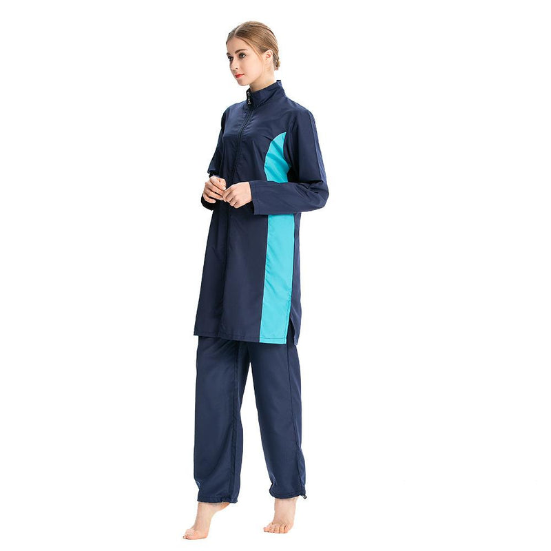 Burkini Muslim Swimwear Loose Plus Size Zipper Hooded Thin Sportswear
