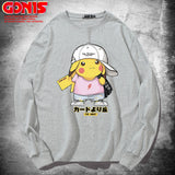 Men and Women Pokemon Pikachu Hoodie Cartoon Anime Long Sleeve T-shirt