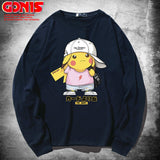 Men and Women Pokemon Pikachu Hoodie Cartoon Anime Long Sleeve T-shirt