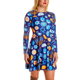 Work Dresses for Girls Autumn and Winter Printed Long-Sleeved Women's Dress