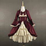 Vintage Empire Waist Dress Vintage Dress Square-Neck Cinched Stitching Bow Dress Skirt