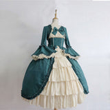 Vintage Empire Waist Dress Vintage Dress Square-Neck Cinched Stitching Bow Dress Skirt