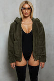 Women Sherpa Jacket Long Sleeve Zipper Plush Jacket Coat Women's Hooded Sweater