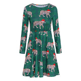 Work Dresses for Girls Autumn and Winter Printed Long-Sleeved Women's Dress
