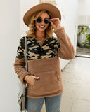 Women Sherpa Jacket Fashion Women's Wear Leopard Splicing Sweatshirt