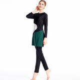 Burkini Muslim Swimwear Color Matching Beachwear Swimsuit Three-Piece Set
