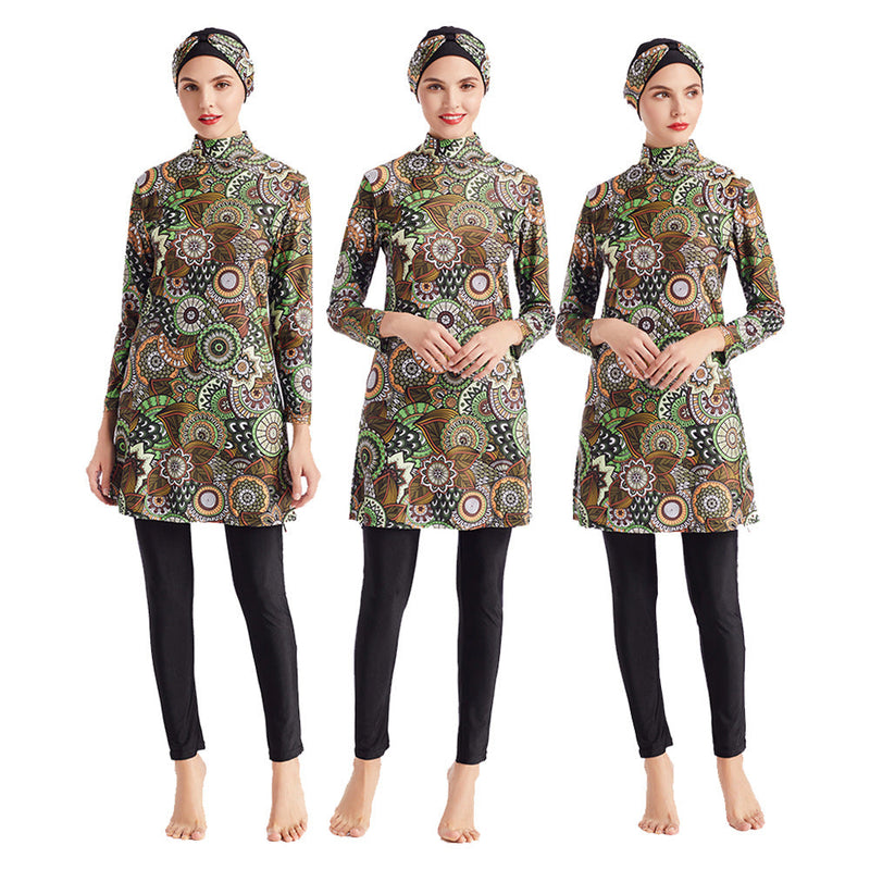 Burkini Swimwear Muslim Fashion Outfits Printed Conservative Swimwear