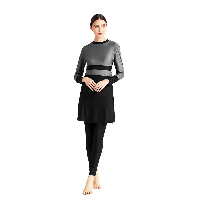 Burkini Swimwear Muslim Fashion Outfits Slim Fit Conservative Stitching Beachwear Swimsuit