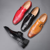 Indo Western Shoes British Pointed Leather Shoes Men's Belt Buckle Shoes