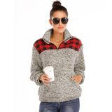 Women Sherpa Jacket Color Matching Velvet Padded Thickened Sweater Women's Sweater Top