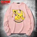 Men And Women Pokemon Pikachu Hoodie Anime Long Sleeve T-shirt