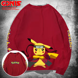 Men and Women Pokemon Pikachu Hoodie Pikachu Joint Name Long Sleeve T-shirt