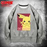 Men and Women Pokemon Pikachu Hoodie Youth Couple Loose Shoulder Clothes and Coat