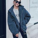 Women Sherpa Jacket Spring, Autumn and Winter Fashion Zipper Plush Comfortable Top Loose Women's Coat