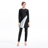 Burkini Muslim Swimwear Contrast Color Fit Conservative Swimwear Three-Piece Set