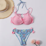 Women Plus Size Swimwear Bikinis Sexy Patchwork Push up Color Matching Swimsuit for Women