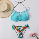 Women Plus Size Swimwear Bikinis Sexy Patchwork Push up Color Matching Swimsuit for Women