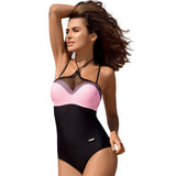 Women Plus Size Swimwear One-Pieces Sexy Patchwork Color Matching Triangle One-Piece Swimsuit for Women