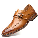 Indo Western Shoes British Pointed Leather Shoes Men's Belt Buckle Shoes