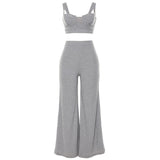Women Top & Pant 2 Piece Set Spring Camisole Slim Vest High Waist Wide Leg Pants Casual Suit