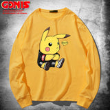 Men and Women Pokemon Pikachu Hoodie Pikachu Long Sleeve T-shirt