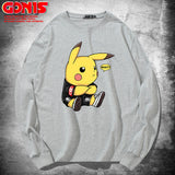 Men and Women Pokemon Pikachu Hoodie Pikachu Long Sleeve T-shirt