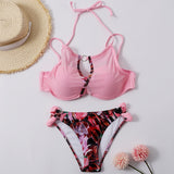 Women Plus Size Swimwear Bikinis Sexy Patchwork Push up Color Matching Swimsuit for Women
