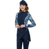 Burkini Swimwear Muslim Fashion Outfits Conservative Printed Slim Split Swimsuit Beachwear Women