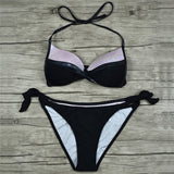 Women Plus Size Swimwear Bikini Sexy Bright Silver Color Matching Lace-up Swimsuit for Women