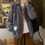 Corduroy Patch Jacket Loose Men's and Women's Corduroy Long-Sleeved Shirt