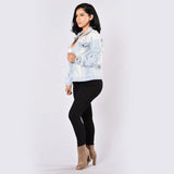 Women Plus Size Denim Coats Fall Ripped Top Fashionable Jacket