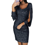 The Great Gatsby Daisy Dress Evening Party Sequined Tassel Long Sleeve Narrow Dress