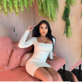 Women Summer Dresses Mini Dress Autumn Women's Long Sleeve Pleated Backless Dress Autumn and Winter