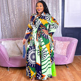 Women Plus Size Maxi Dresses Printed Dress with Belt