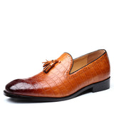 Indo Western Shoes British Pointed Toe Business Formal Wear Shoes Slip-on Tassel Brogue Leather Shoes