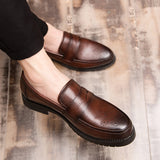 Loafers for Men Casual Formal Wear Leather Shoes Business British Style Brogue Casual Pumps Wedding Shoes plus Size