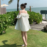Fairy Dress Beach Dress off-Shoulder White Suspender Dress Pettiskirt