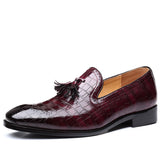 Indo Western Shoes British Pointed Toe Business Formal Wear Shoes Slip-on Tassel Brogue Leather Shoes