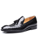Indo Western Shoes British Pointed Toe Business Formal Wear Shoes Slip-on Tassel Brogue Leather Shoes