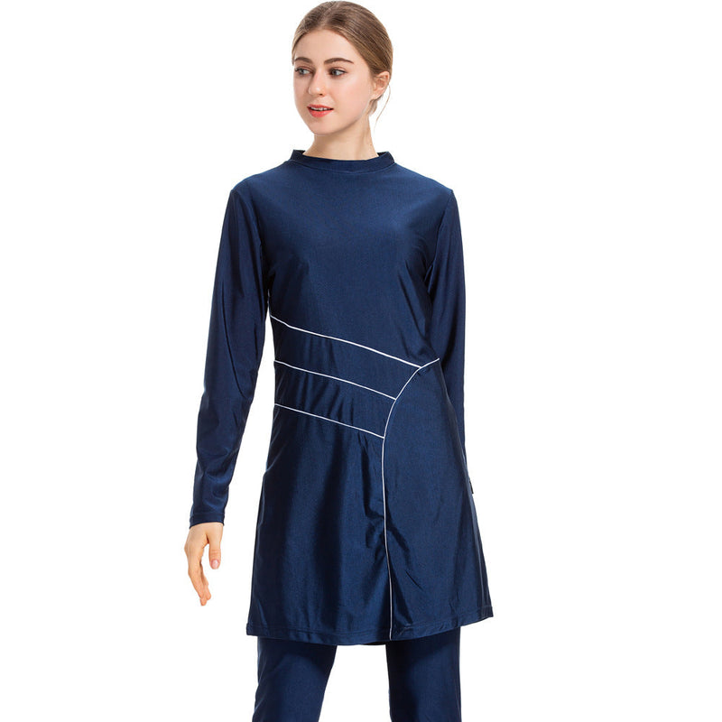 Burkini Muslim Swimwear Sun Protection plus Size Slim Three-Piece Swimsuit