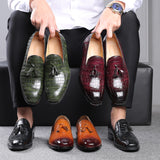 Indo Western Shoes British Pointed Toe Business Formal Wear Shoes Slip-on Tassel Brogue Leather Shoes