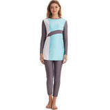 Burkini Swimwear Muslim Fashion Outfits Ladies Conservative Sun Protection Long Sleeve Color Matching Beach Swimsuit
