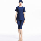 Burkini Swimwear Muslim Fashion Outfits Sun Protection Cropped Pants Short Sleeve Swimsuit