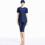 Burkini Swimwear Muslim Fashion Outfits Sun Protection Cropped Pants Short Sleeve Swimsuit